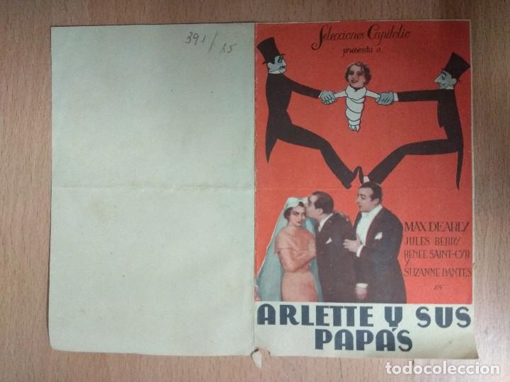 Cine: ARLETTE Y SUS PAPAS - 1936 - CINE - PROGRAMA DOBLE DE MANO. - Foto 2