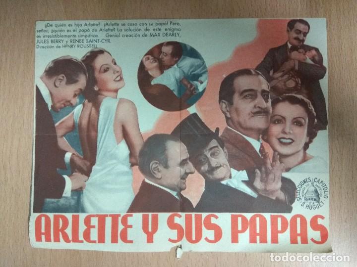 Cine: ARLETTE Y SUS PAPAS - 1936 - CINE - PROGRAMA DOBLE DE MANO. - Foto 3