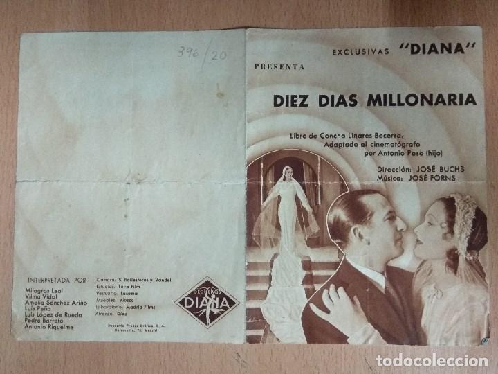 Cine: DIEZ DIAS MILLONARIA - CINE - PROGRAMA DOBLE DE MANO. - Foto 1