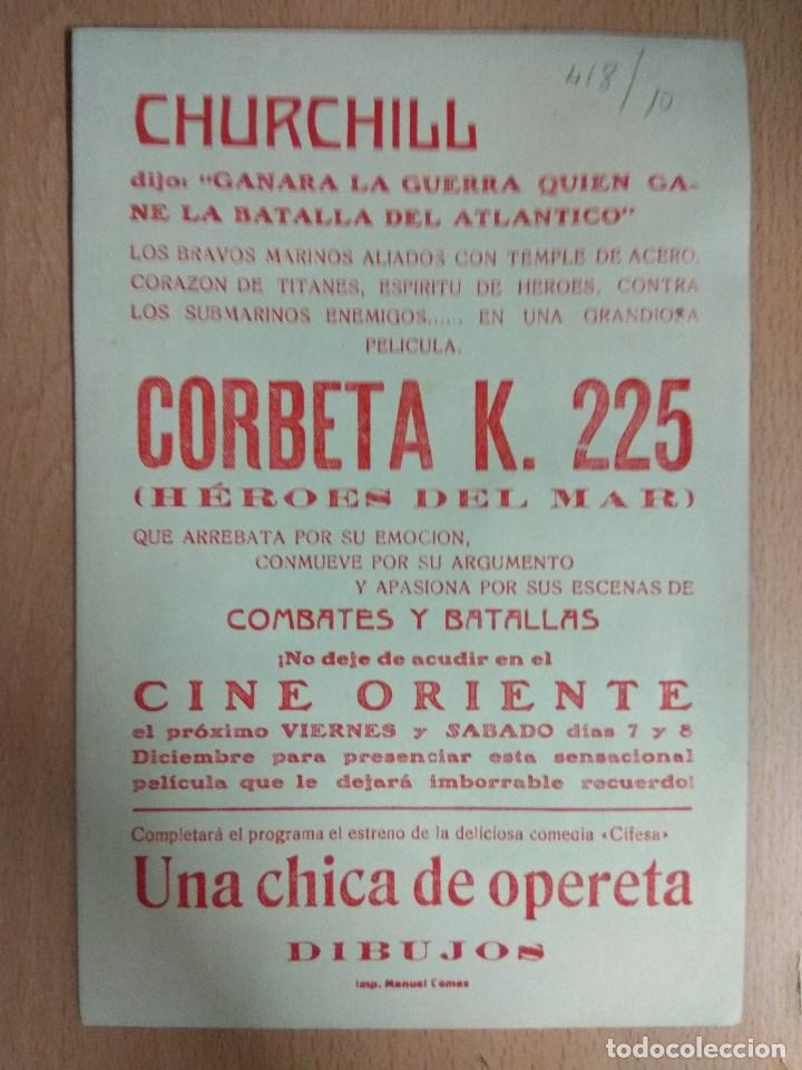 Cine: HEROES DEL MAR - 1940 - CINE - PROGRAMA DE MANO CON PUBLICIDAD. - Foto 2