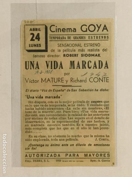Cine: PROGRAMA DE CINE UNA VIDA MARCADA. CINEMA GOYA (ZARAGOZA). - Foto 2