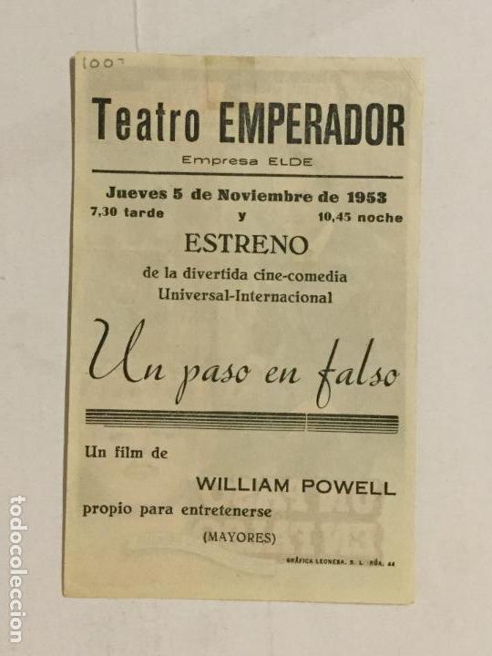 Cine: PROGRAMA DE CINE UN PASO EN FALSO. TEATRO EMPERADOR. - Foto 2
