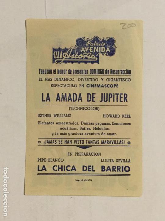 Cine: PROGRAMA DE CINE LA AMADA DE JUPITER. PALACIO AVENIDA SALA ASTORIA. - Foto 2