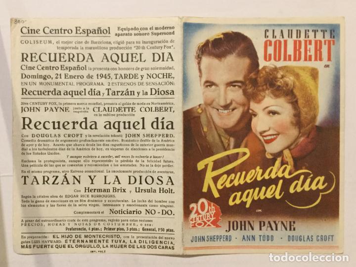Cine: PROGRAMA DOBLE DE CINE RECUERDA AQUEL D&Iacute;A. CINE CENTRO ESPA&Ntilde;OL. - Foto 1