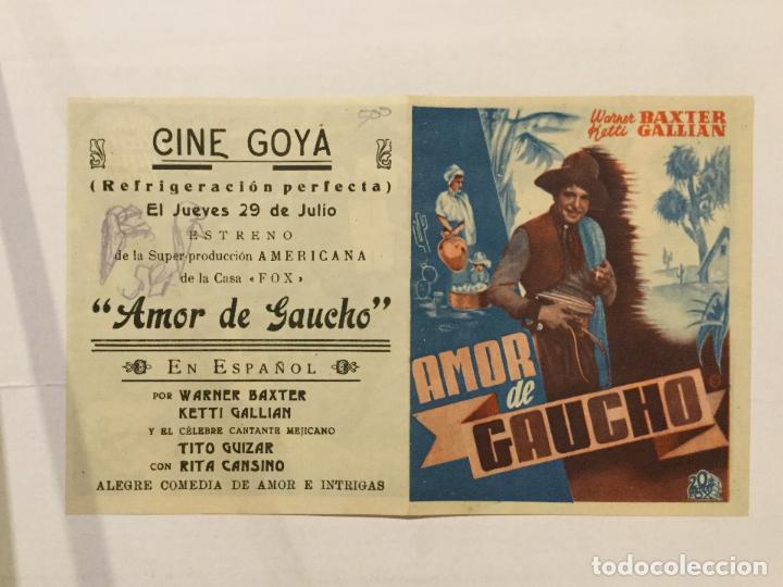 Cine: PROGRAMA DOBLE DE CINE AMOR DE GAUCHO. CINE GOYA. - Foto 1
