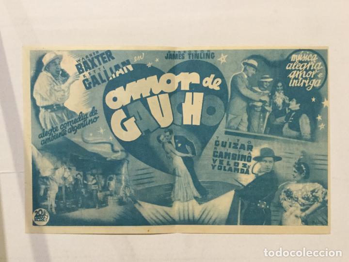 Cine: PROGRAMA DOBLE DE CINE AMOR DE GAUCHO. CINE GOYA. - Foto 2