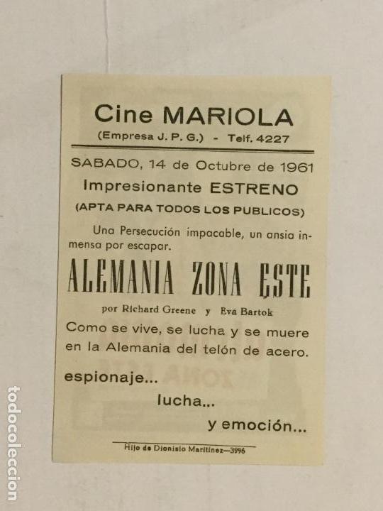 Cine: PROGRAMA DE CINE ALEMANIA ZONA ESTE. CINE MARIOLA. - Foto 2