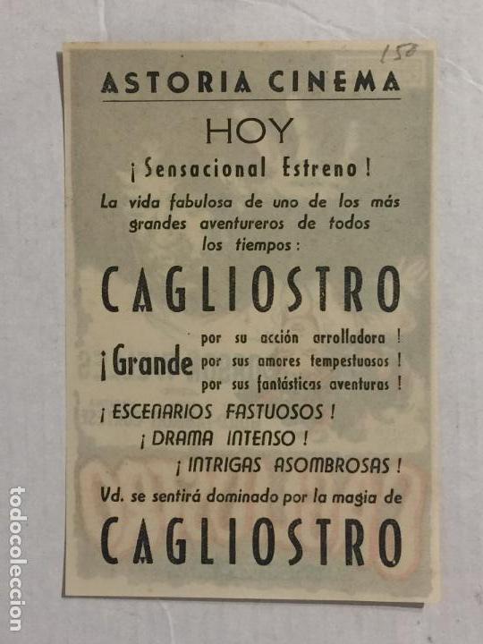 Cine: PROGRAMA DE CINE CAGLIOSTRO. ASTORIA CINEMA. - Foto 2