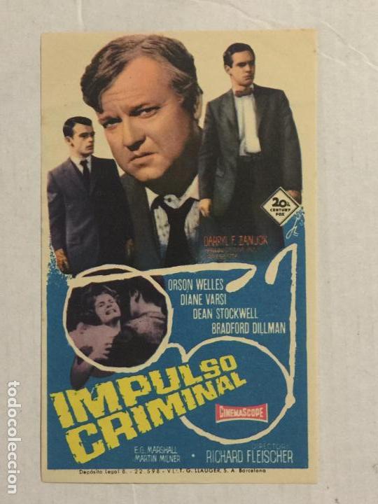 Cine: PROGRAMA DE CINE IMPULSO CRIMINAL. CINE MONUMENTAL. - Foto 1
