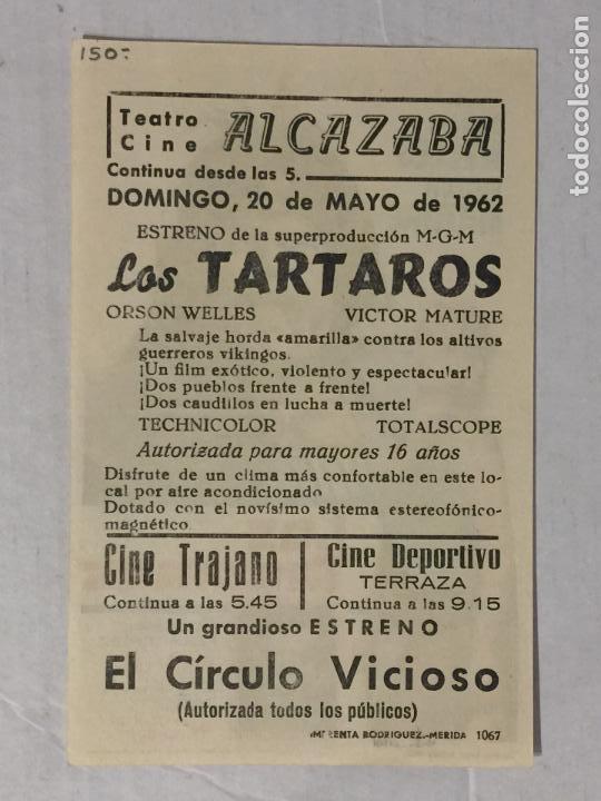 Cine: PROGRAMA DE CINE LOS TARTAROS. TEATRO CINE ALCAZABA (MERIDA). - Foto 2