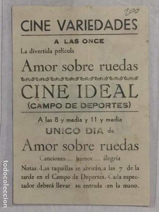 Cine: PROGRAMA DE CINE AMOR SOBRE RUEDAS. CINE VARIEDADES. - Foto 2