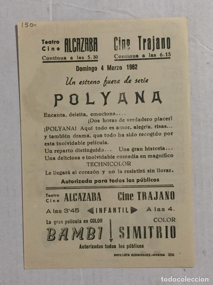 Cine: PROGRAMA DE CINE POLYANA. TEATRO CINE ALCAZABA / TRAJANO (MERIDA). - Foto 2