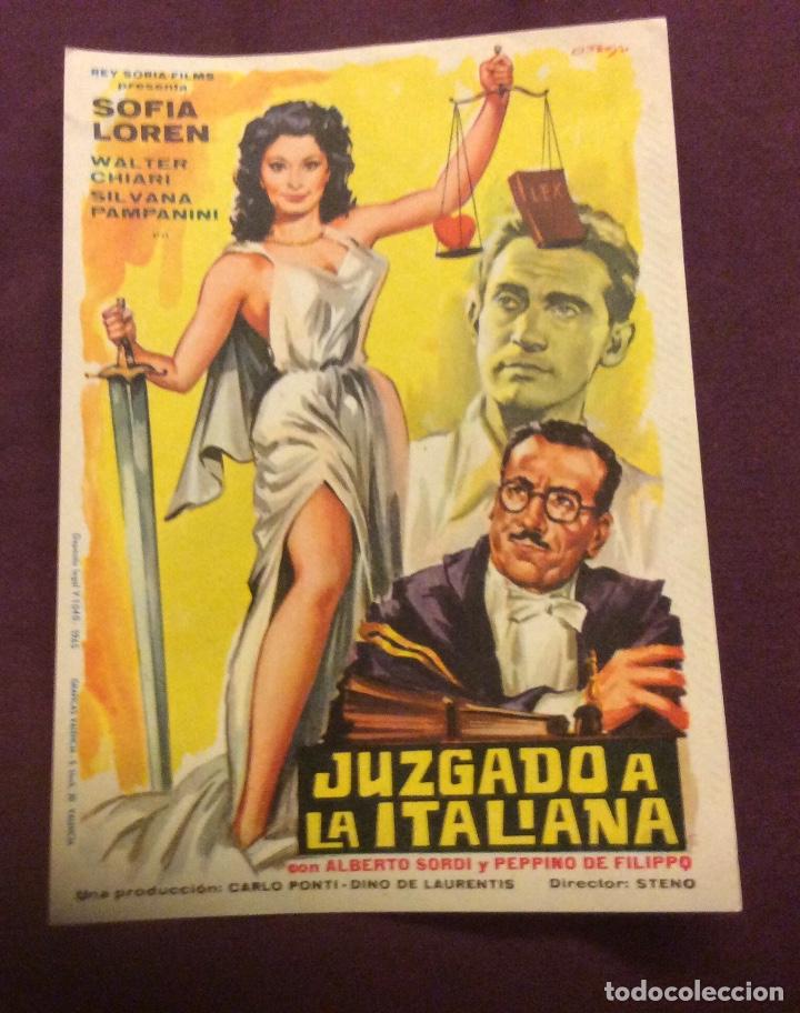 Cine: FOLLETO DE MANO JUZGADO A LA ITALIANA. SOFIA LOREN.  SIN PUBLICIDAD