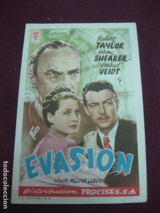 Cine: PROGRAMA DE CINE. EVASION. ROBERT TAYLOR. NORMA SHEARER. - Foto 1