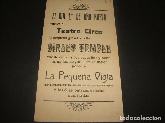 Cine: LA PEQUE&Ntilde;A VIGIA SHIRLEY TEMPLE PROGRAMA TEATRO CIRCO - Foto 2