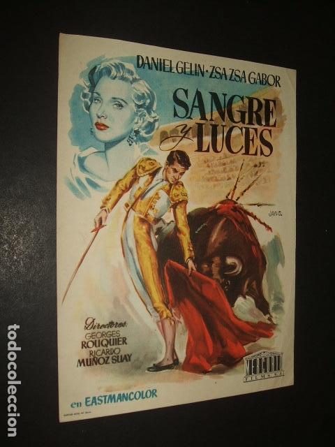 Cine: SANGRE Y LUCES PROGRAMA DE MANO CINE MARI LEON 1954 - Foto 1