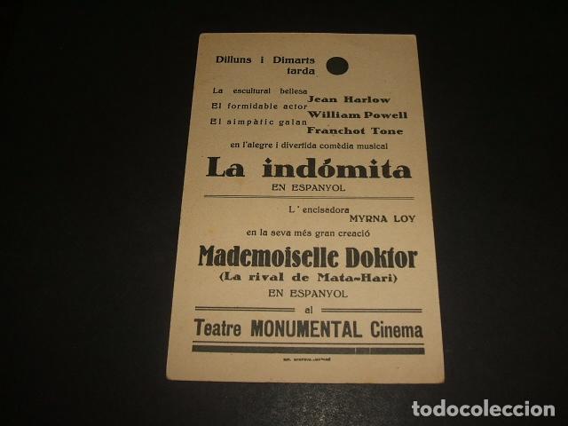Cine: LA INDOMITA WILLIAM POWELL PROGRAMA DE MANO TEATRO MONUMENTAL - Foto 2