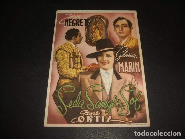 Cine: SEDA SANGRE Y SOL JORGE NEGRETE PROGRAMA DE MANO - Foto 1