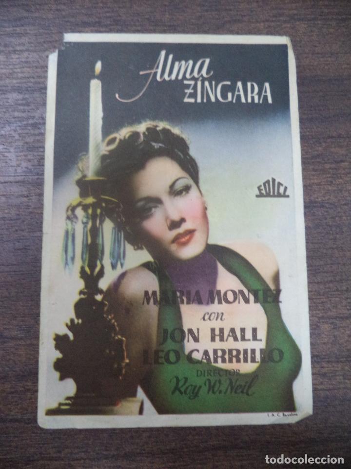  Foglietti di film di film antichi di cinema: PROGRAMA DE CINE S/P. ALMA ZINGARA.