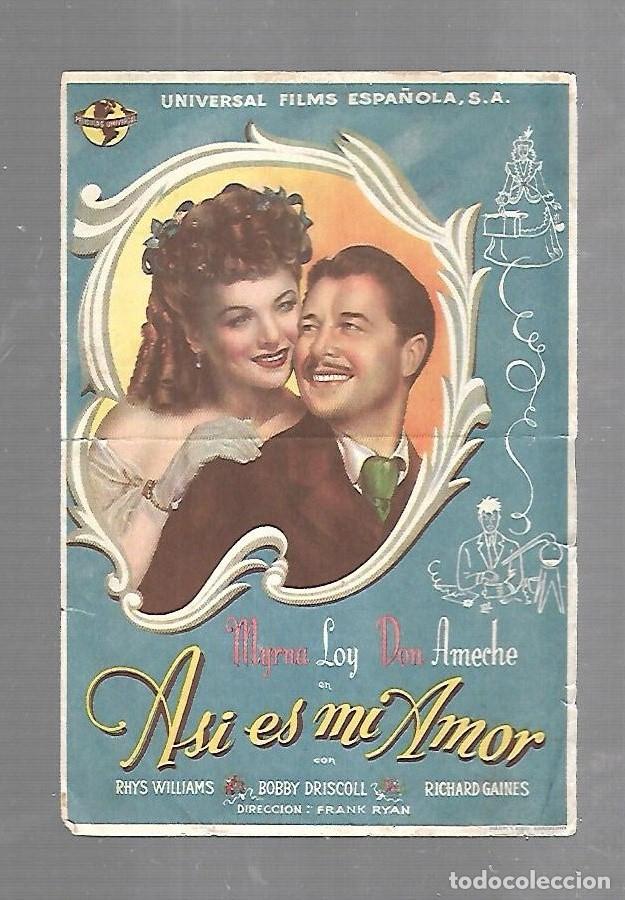 Foglietti di film di film antichi di cinema: PROGRAMA DE CINE. S/P. ASI ES MI AMOR