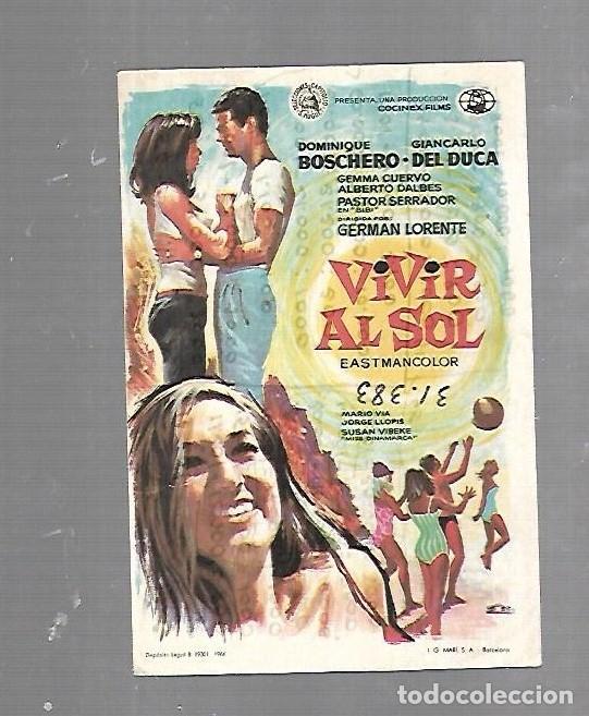  Foglietti di film di film antichi di cinema: PROGRAMA DE CINE. S/P. VIVIR AL SOL