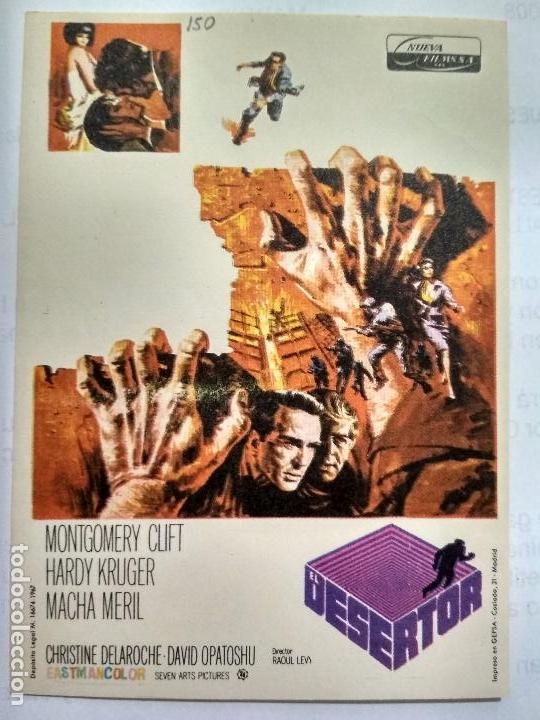 Kino: FOLLETO DE CINE, DESERTOR, A&Ntilde;OS 60, ORIGINAL, SIN PUBLICIDAD