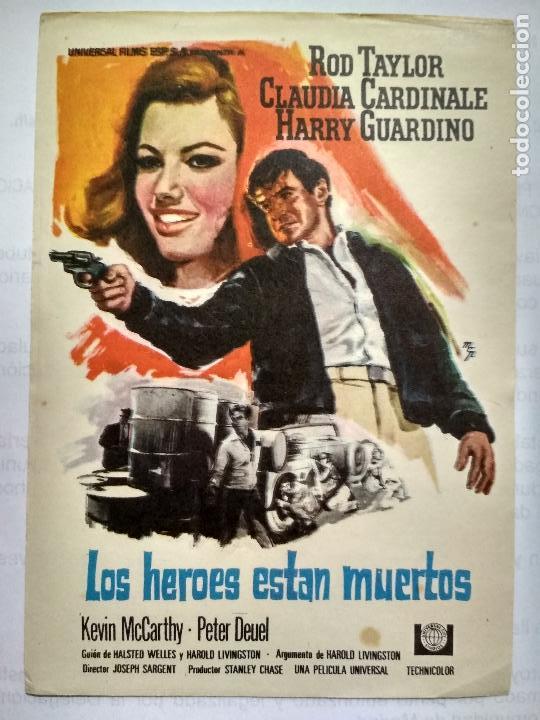 Folhetos de m&atilde;o de filmes antigos de cinema: FOLLETO DE CINE, LOS HEROES ESTAN MUERTOS, A&Ntilde;OS 60, ORIGINAL, SIN PUBLICIDAD