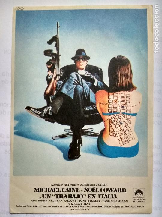 Folhetos de m&atilde;o de filmes antigos de cinema: FOLLETO DE CINE, UN TRABAJO EN ITALIA, A&Ntilde;OS 70, ORIGINAL, SIN PUBLICIDAD