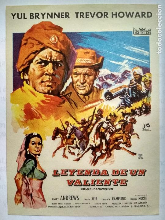Folhetos de m&atilde;o de filmes antigos de cinema: FOLLETO DE CINE, LEYENDA DE UN VALIENTE, A&Ntilde;OS 60, ORIGINAL, SIN PUBLICIDAD