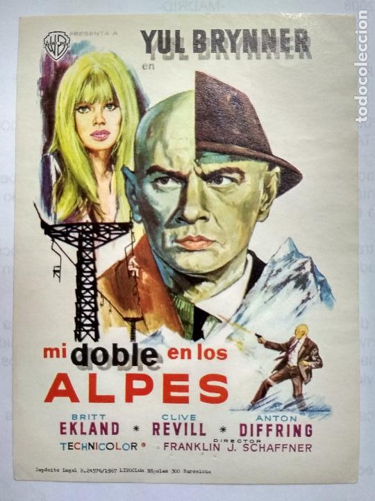 Folhetos de m&atilde;o de filmes antigos de cinema: FOLLETO DE CINE, MI DOBLE EN LOS ALPES, YUL BRYNNER, A&Ntilde;OS 60, ORIGINAL, SIN PUBLICIDAD