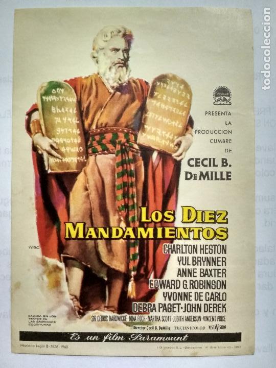 Folhetos de m&atilde;o de filmes antigos de cinema: FOLLETO DE CINE, LOS DIEZ MANDAMIENTOS, YUL BRYNNER, A&Ntilde;OS 60, ORIGINAL, SIN PUBLICIDAD