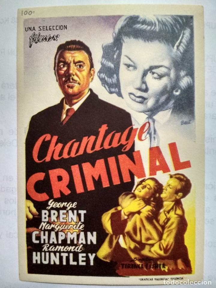 Folhetos de m&atilde;o de filmes antigos de cinema: FOLLETO DE CINE, CHANTAGE CRIMINAL, A&Ntilde;OS 50, ORIGINAL, SIN PUBLICIDAD