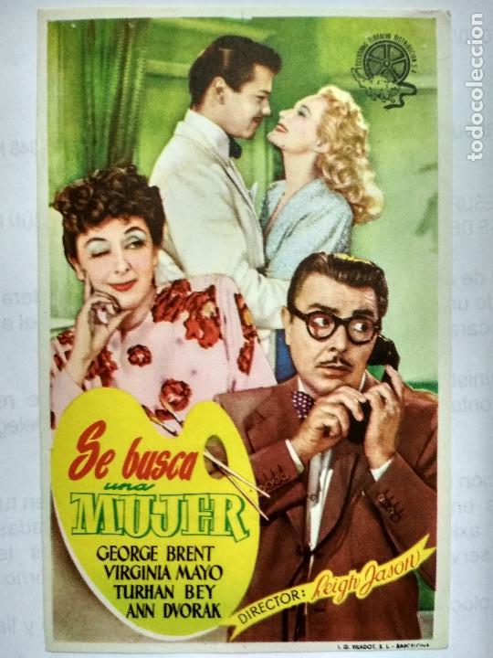 Folhetos de m&atilde;o de filmes antigos de cinema: FOLLETO DE CINE, SE BUSCA UNA MUJER, A&Ntilde;OS 50, ORIGINAL, SIN PUBLICIDAD