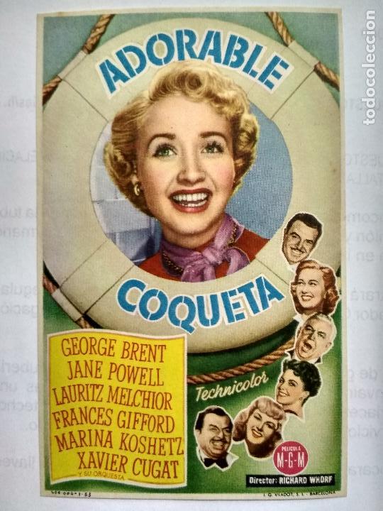 Folhetos de m&atilde;o de filmes antigos de cinema: FOLLETO DE CINE, ADORABLE COQUETA, A&Ntilde;OS 50, ORIGINAL, SIN PUBLICIDAD