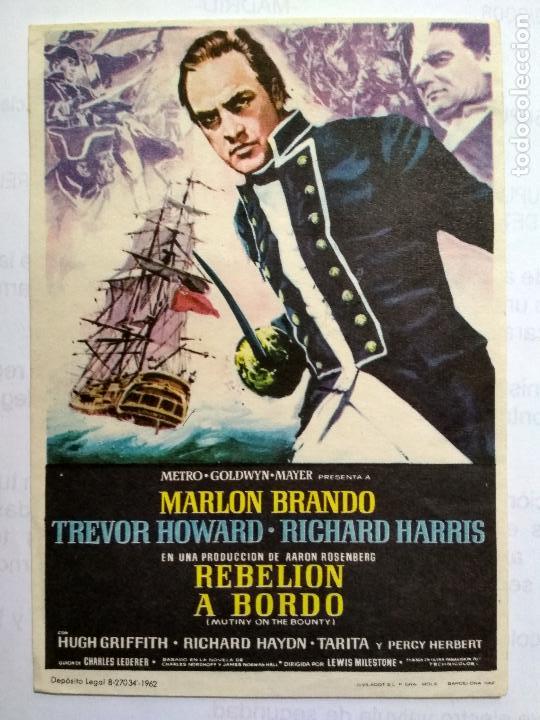 Cine: FOLLETO DE CINE, REBELION A BORDO CON MARLON BRANDO, A&Ntilde;OS 60, ORIGINAL, SIN PUBLICIDAD