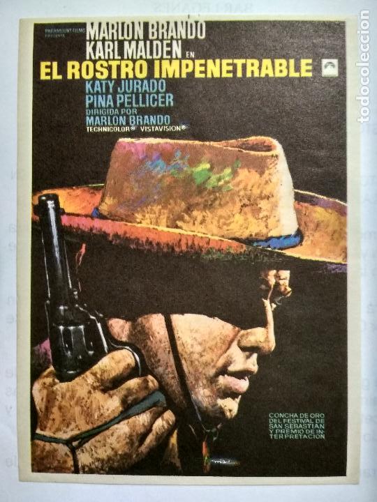 Cine: FOLLETO DE CINE, EL ROSTRO IMPENETRABLE, MARLON BRANDO Y KARL MALDEN, A&Ntilde;OS 60, ORIGINAL