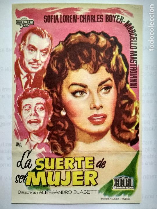 Cine: FOLLETO DE CINE, LA SUERTE DE SER MUJER CON SOFIA LOREN Y CHARLES BOYER, A&Ntilde;OS 50, ORIGINAL
