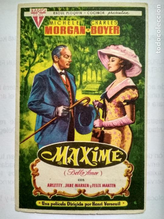 Folhetos de m&atilde;o de filmes antigos de cinema: FOLLETO DE CINE, MAXIME CON CHARLES BOYER, A&Ntilde;OS 50, ORIGINAL