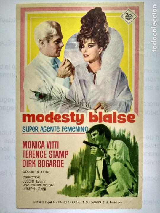  Flyers Publicitaires de films Anciens: FOLLETO DE CINE, MODESTY BLAISE - SUPER AGENTE FEMENINO, ORIGINAL, SIN PUBLICIDAD