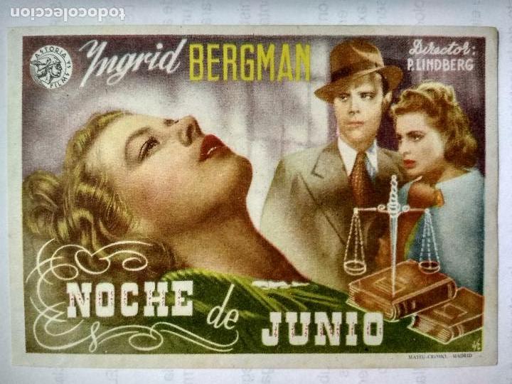  Flyers Publicitaires de films Anciens: FOLLETO DE CINE, NOCHE DE JUNIO, ORIGINAL, SIN PUBLICIDAD