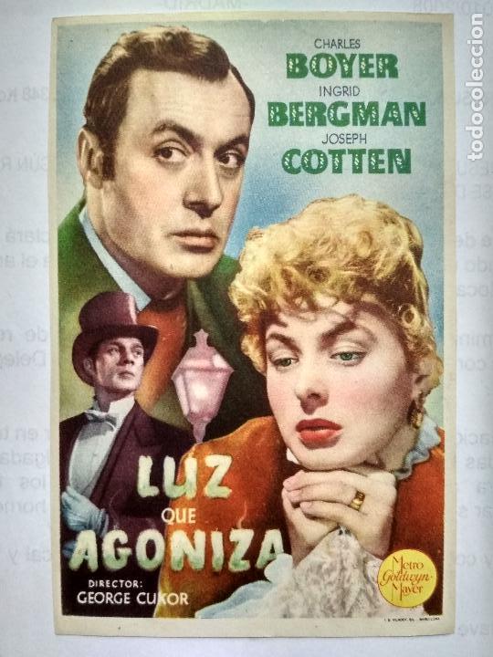  Flyers Publicitaires de films Anciens: FOLLETO DE CINE, LUZ QUE AGONIZA CON INGRID BERGMAN, ORIGINAL, SIN PUBLICIDAD