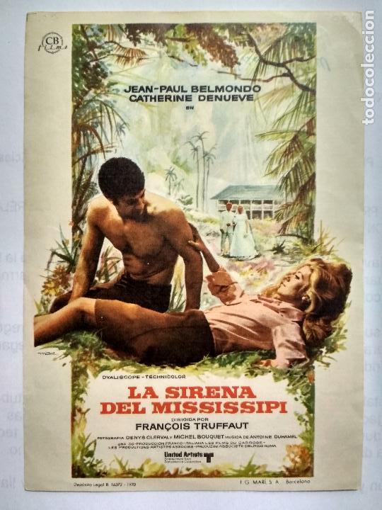  Flyers Publicitaires de films Anciens: FOLLETO DE CINE, LA SIRENA DEL MISSISSIPI CON JEAN-PAUL BELMONDO, ORIGINAL, SIN PUBLICIDAD