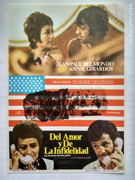  Flyers Publicitaires de films Anciens: FOLLETO DE CINE, DEL AMOR Y DE LA INFIDELIDAD CON JEAN-PAUL BELMONDO, ORIGINAL