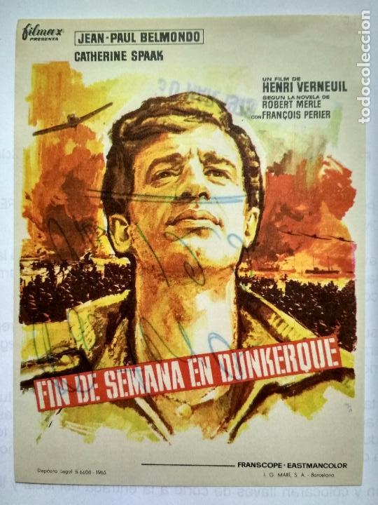  Flyers Publicitaires de films Anciens: FOLLETO DE CINE, FIN DE SEMANA EN DUNKERQUE CON JEAN-PAUL BELMONDO, ORIGINAL