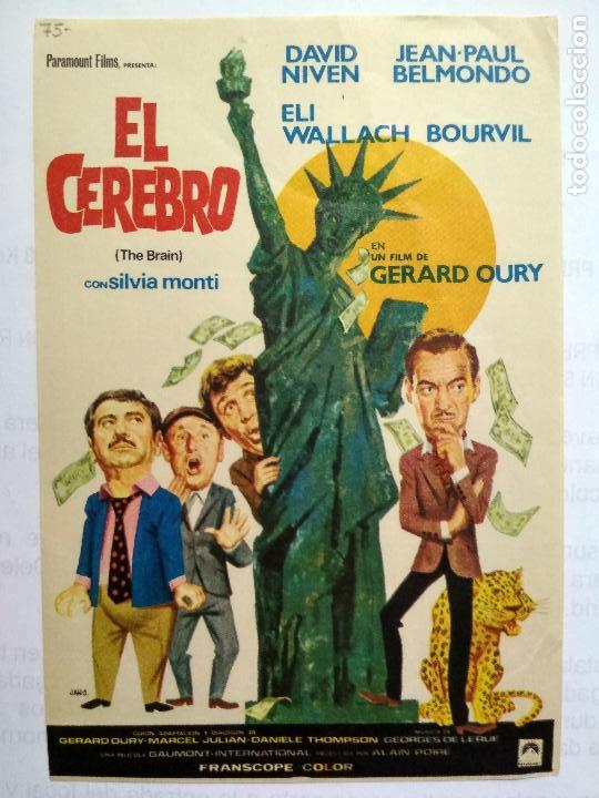  Flyers Publicitaires de films Anciens: FOLLETO DE CINE, EL CEREBRO CON JEAN-PAUL BELMONDO, ORIGINAL