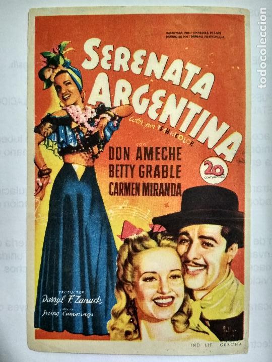  Flyers Publicitaires de films Anciens: FOLLETO DE CINE, SERENATA ARGENTINA, ORIGINAL, SIN PUBLICIDAD