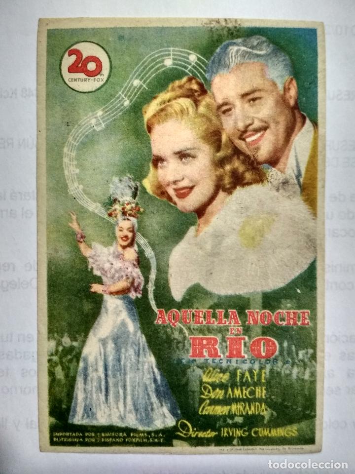  Flyers Publicitaires de films Anciens: FOLLETO DE CINE, AQUELLA NOCHE EN RIO, ORIGINAL, SIN PUBLICIDAD