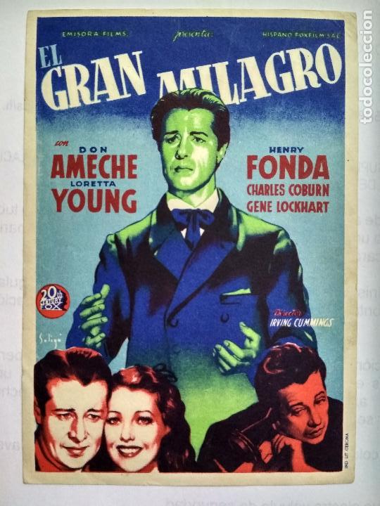  Flyers Publicitaires de films Anciens: FOLLETO DE CINE, EL GRAN MILAGRO, ORIGINAL, SIN PUBLICIDAD