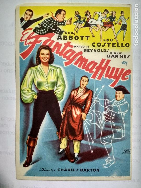  Flyers Publicitaires de films Anciens: FOLLETO DE CINE, EL FANTASMA HUYE, ORIGINAL, SIN PUBLICIDAD