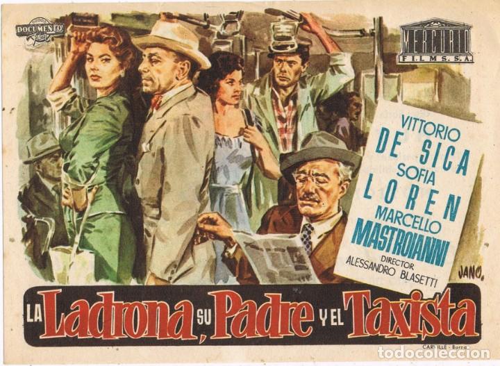  Flyers Publicitaires de films Anciens: 0533. CINE. Folleto de mano. LA LADRONA, su PADRE y el TAXISTA. Barcelona, cine Bosque 1956